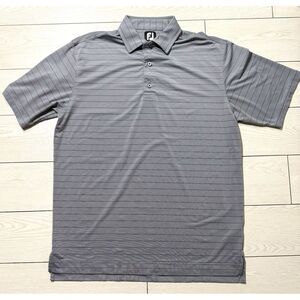 Men Footjoy FJ Golf Pro-dry‎ Classic Fit Polo Shirt Size Large Gray Striped